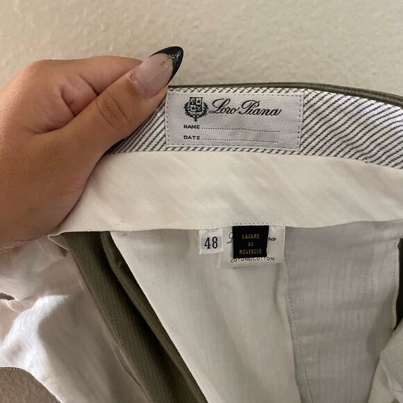 Loro Piana Pantaflat cotton corduroy slim pants in Green/Brown  sz 48 US 33 - Picture 8 of 9